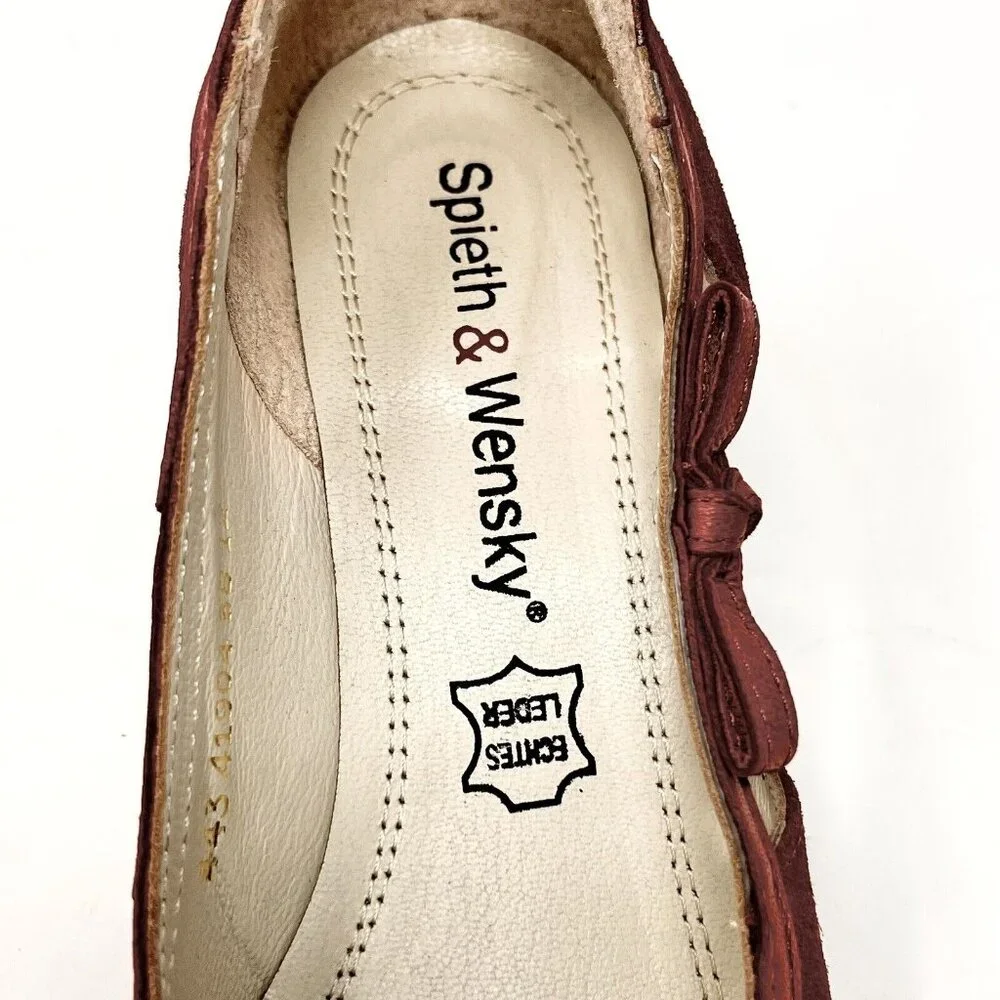 Spieth & Wensky Valeska Womens‎ Pump Leather Suede Red Bow Accent  Heel Sz 38